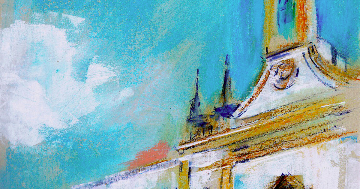Sketch of Arco da Vila in Faro, starting point of the Faro Sketchwalk workshop with Lighthouse Artcourses.