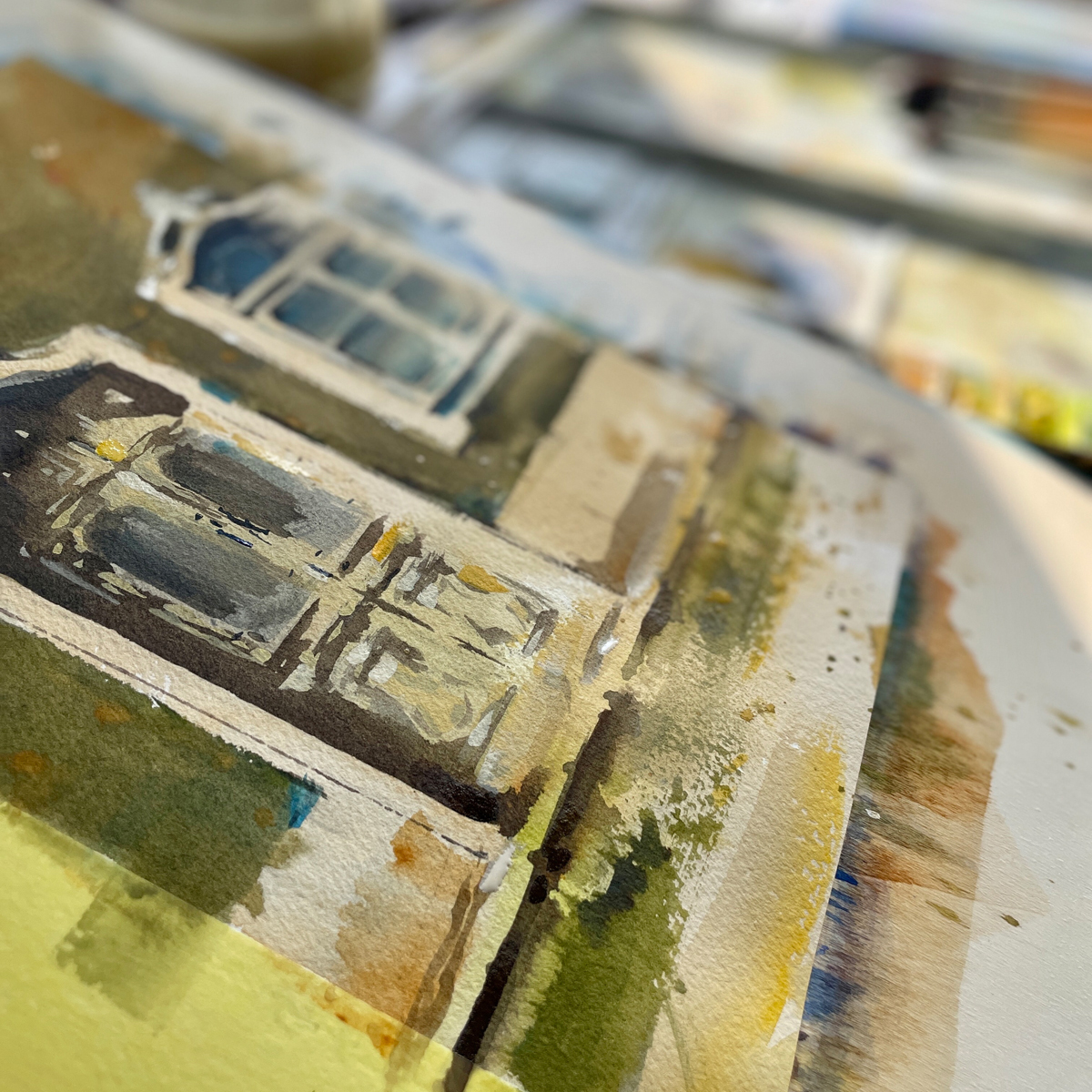 Portas e janela watercolor