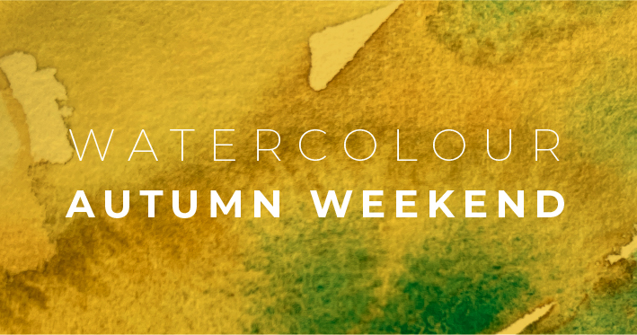 Watercolour puddle showing blended, washes of autumn colours