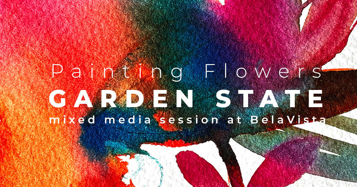 Expressive watercolour and ink floral sketch symbolising the vibrant gardens and lush green corners of BelaVista in the Algarve.