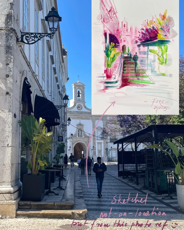 Being away from Faro and missing it! I have spent my Saturday sorting May photos - and couldn’t resist sketching this one.
With @columbus.faro in the for- and the iconic Arco da Vila (meeting point of our Sketchwalks!) in the background! 
The sessions in June start in just three weeks (Sat, 21th) and can be booked via our website🥳😉
*
Longe de Faro e com saudades! Passei o sábado a organizar fotos de Maio - e não resisti a esboçar esta.
Com @columbus.faro em destaque - e o icónico Arco da Vila (ponto de encontro dos nossos Sketchwalks!) como pano de fundo! As sessões em junho começam daqui a três semanas (sábado, 18) e podem ser reservadas através do nosso site 🥳😉
.
.
.
#faro #sketchingfaro #farosketchwalk #creativetime #algarve #Authenticfaro #creativeexperience #portugal #LightAndShadow #Contrast #drawingonlocation #Sketches #LighthouseArtCourses #ArtAdventureAlgarve